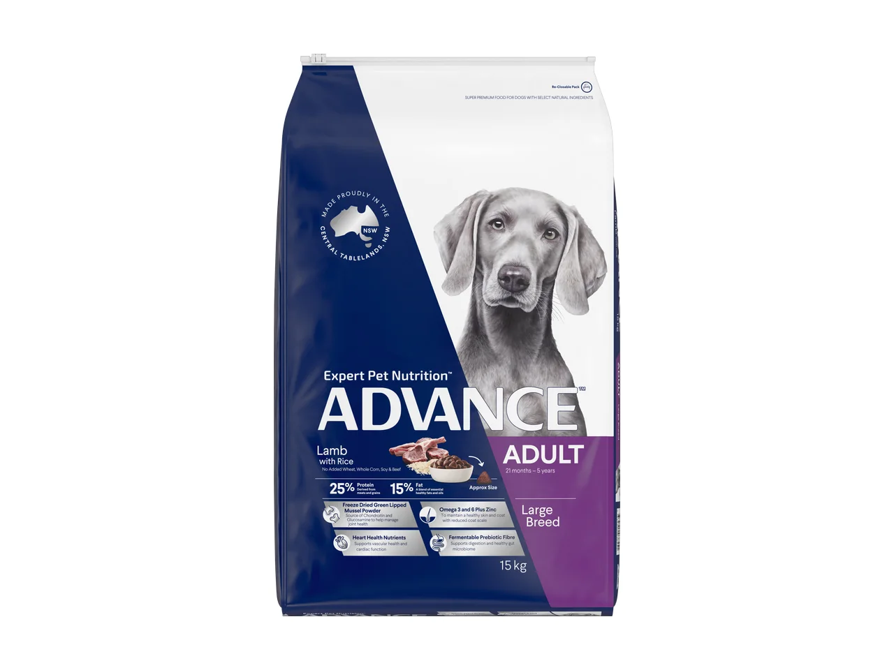 Advance Adult Large Breed Lamb with Rice Dry Dog Food 15kg pack