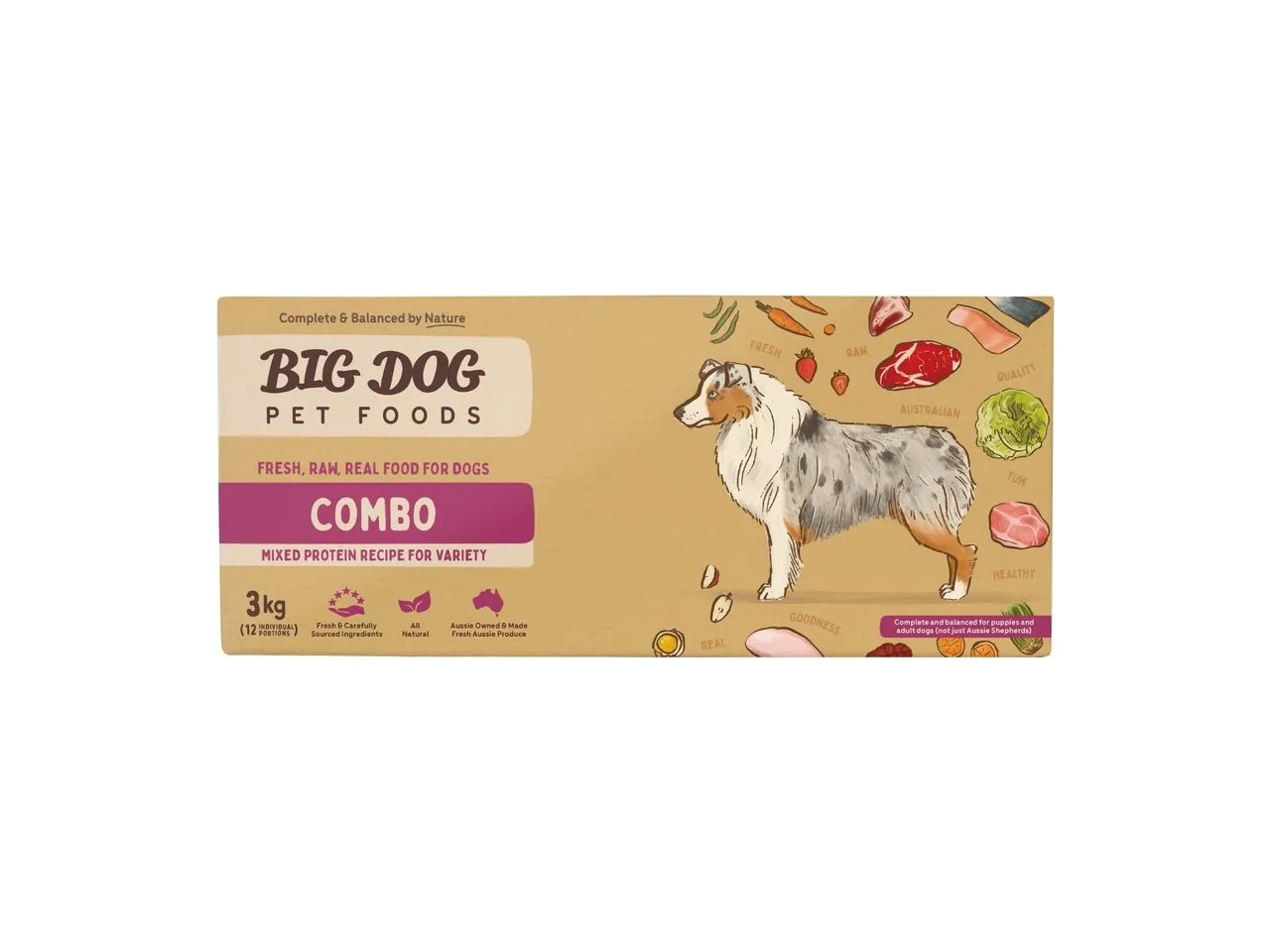 Big Dog BARF Combo Raw Dog Food 3kg (12 x 250g) pack