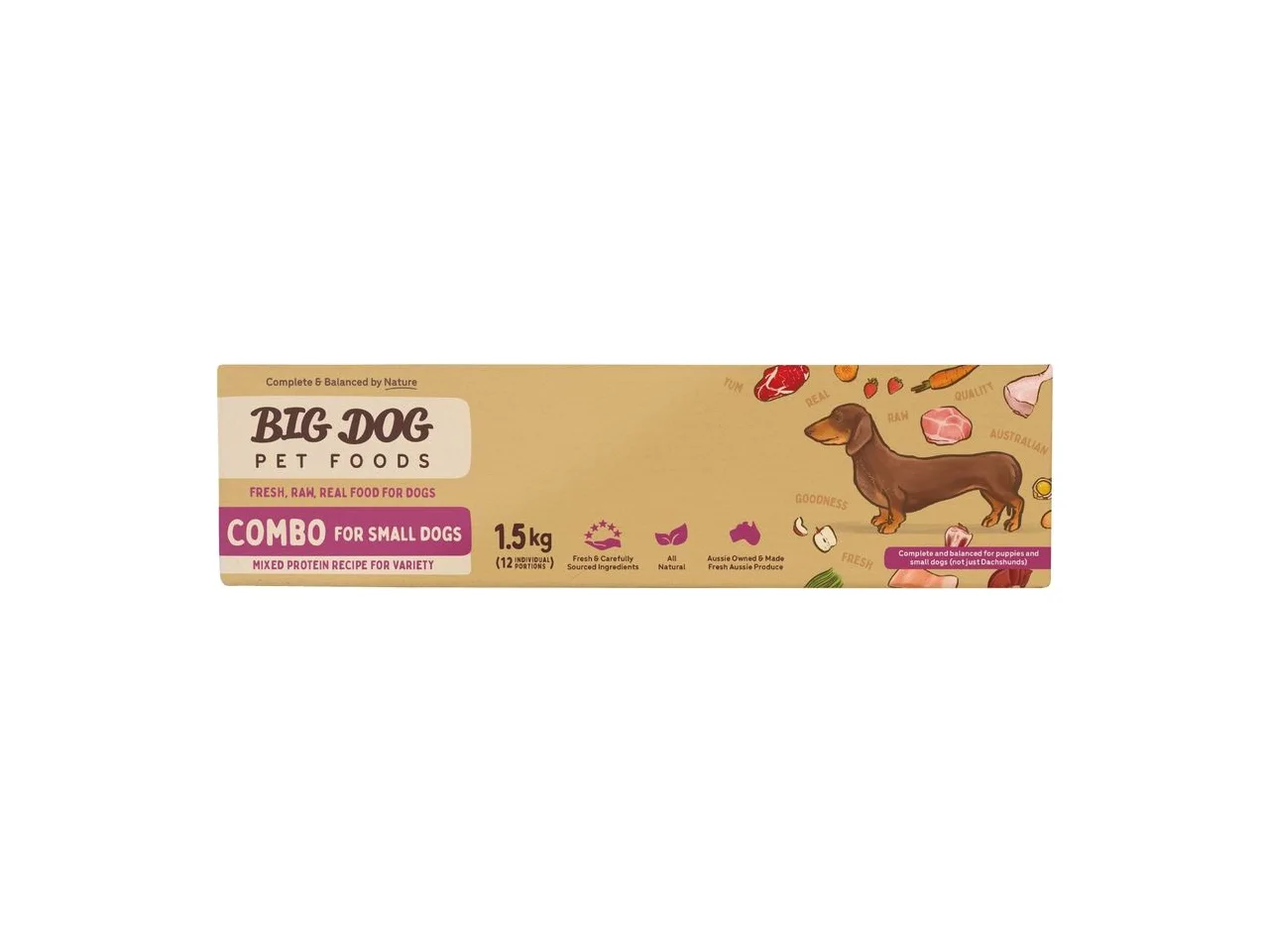 Big Dog BARF Combo Raw Dog Food for Small Dogs 1.5kg (12 x 125g) pack