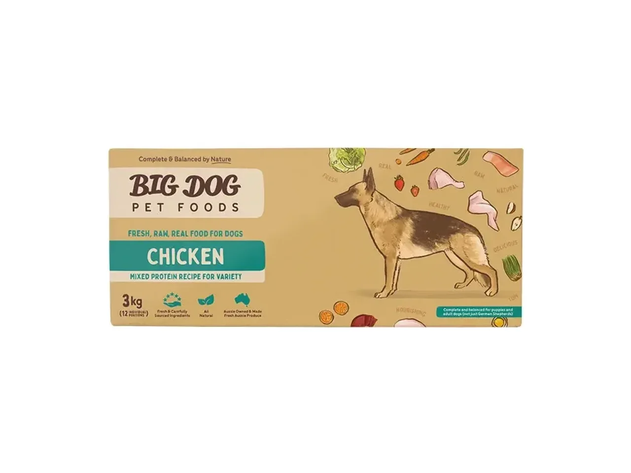 Big Dog BARF Chicken Patties 3kg (12 x 250g) pack