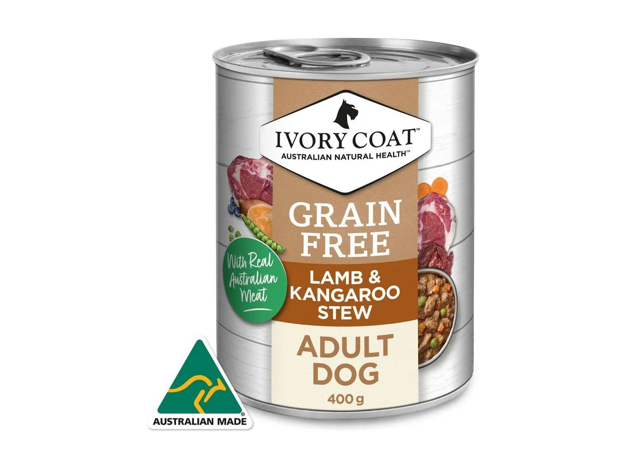 Ivory Coat Grain Free Adult Lamb & Kangaroo Stew Wet Dog Food 400g pack