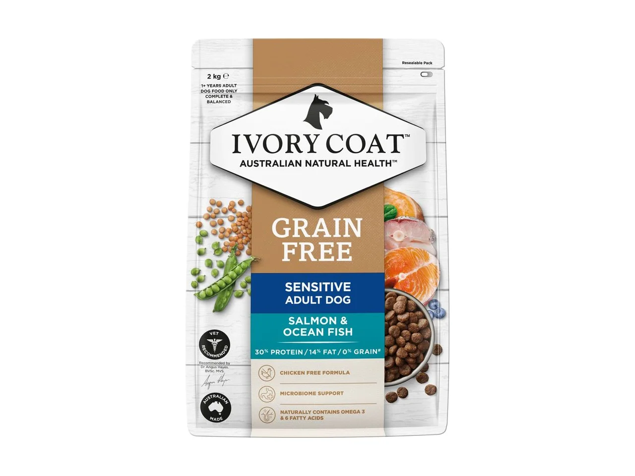 Ivory Coat Grain Free Adult Salmon & Ocean Fish Dry Dog Food 2kg pack