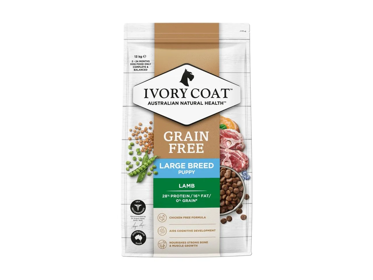 Ivory Coat Grain Free Large Breed Puppy Lamb Dry Dog Food 2kg pack