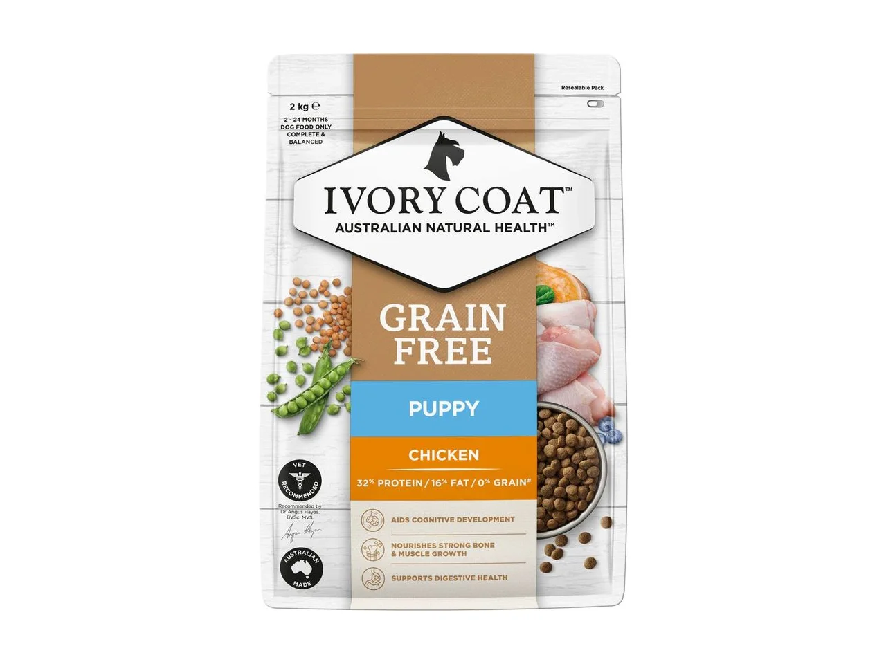 Ivory Coat Grain Free Puppy Chicken Dry Dog Food 2kg pack