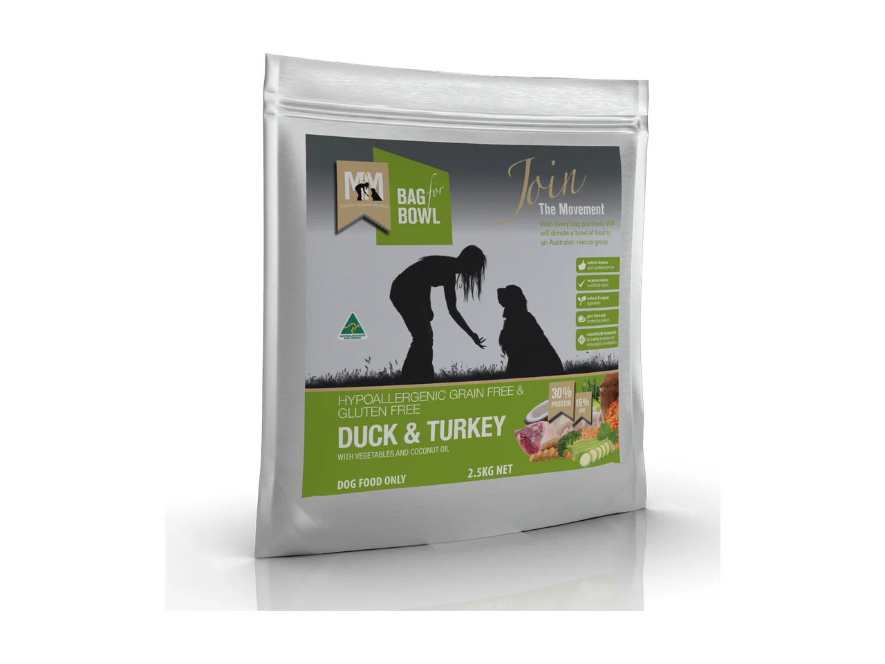 Meals for Mutts Grain Free Duck & Turkey Adult Dry Dog Food 9kg pack