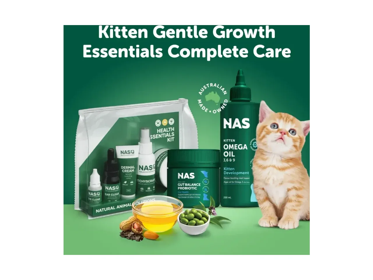 Natural Animal Solutions Kitten Gentle Growth Essentials Complete Care pack