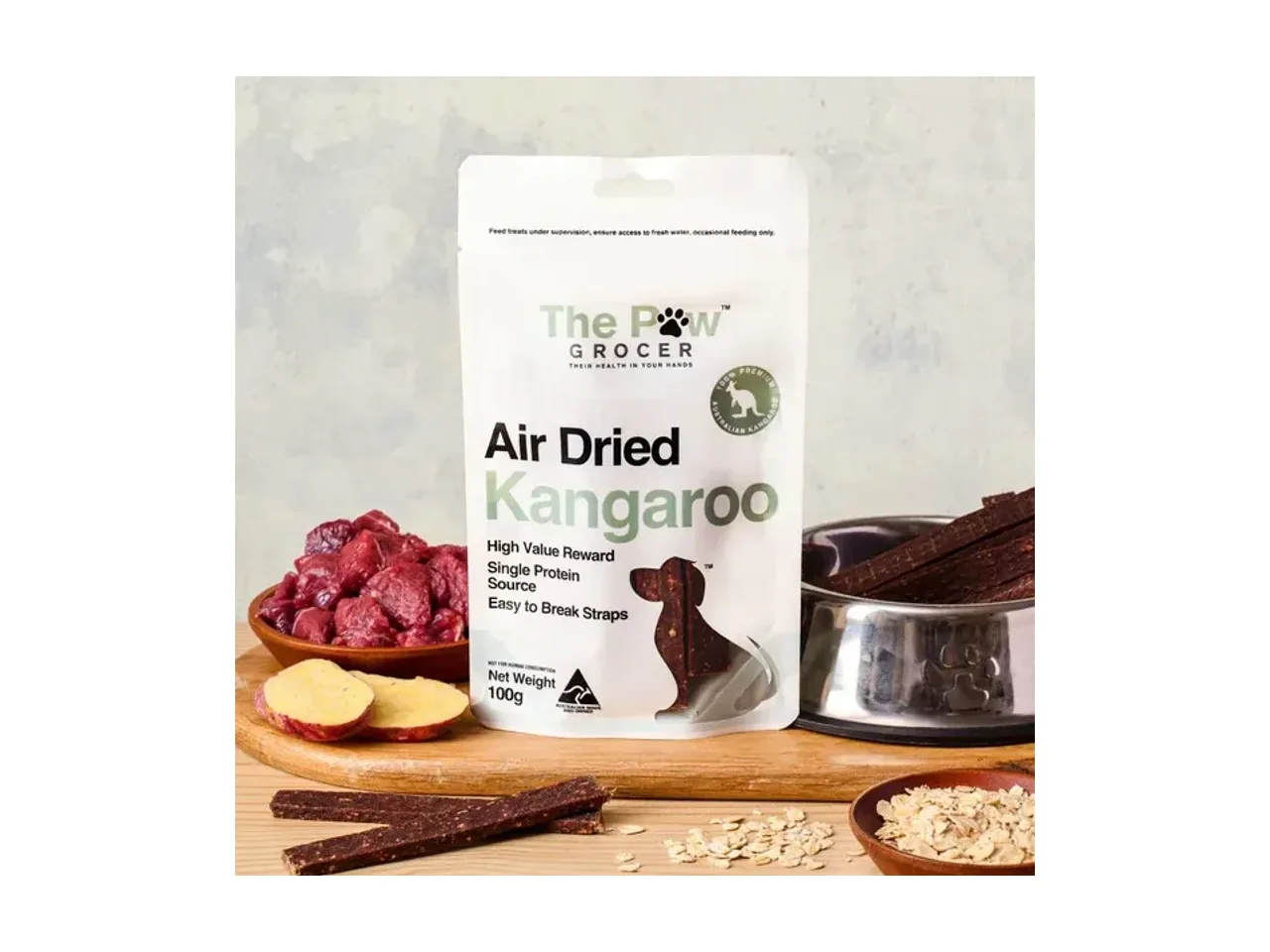 The Paw Grocer Air Dried Kangaroo Training Straps pack