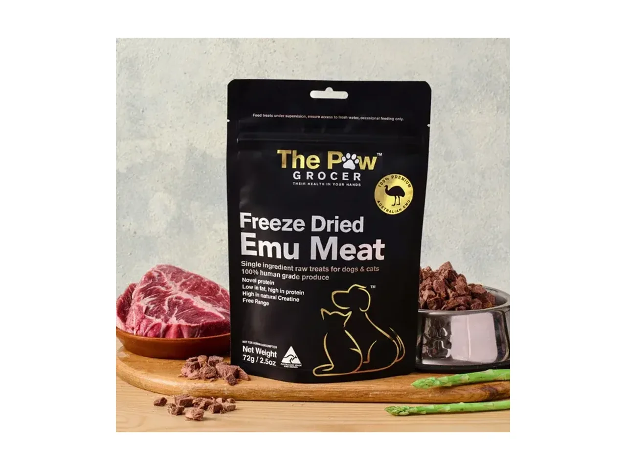 The Paw Grocer Black Label Emu Meat 72g pack