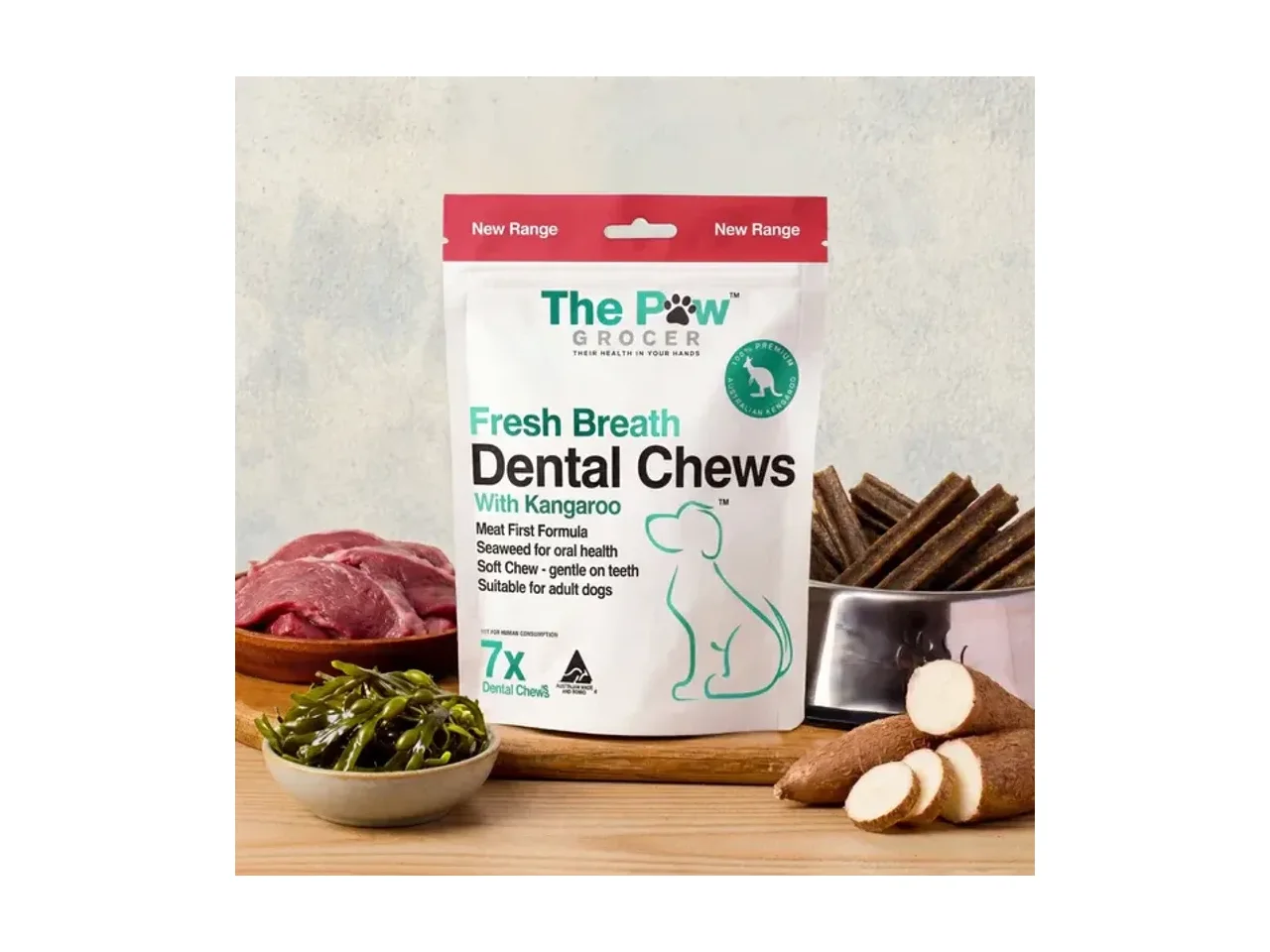 The Paw Grocer Fresh Breath Dental Chews Kangaroo 7 Chews pack