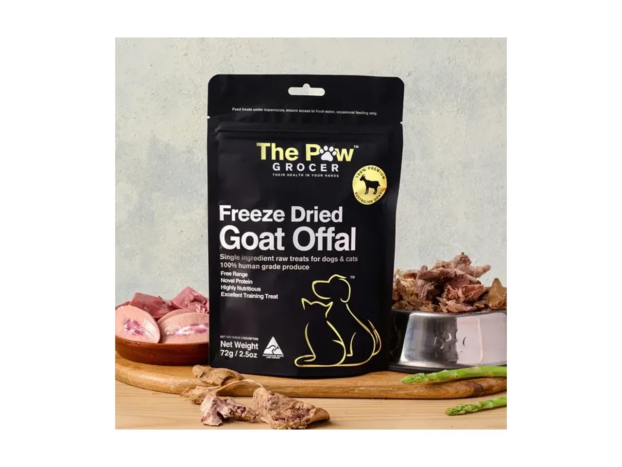 The Paw Grocer Premium Free Range Goat Offal 72g pack