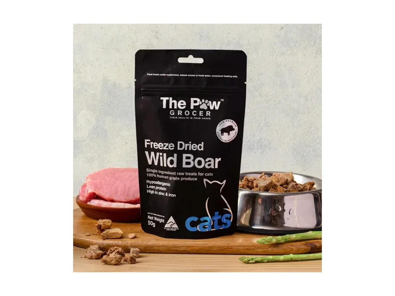 The Paw Grocer Premium Freeze Dried Wild Boar For Cats 50g pack