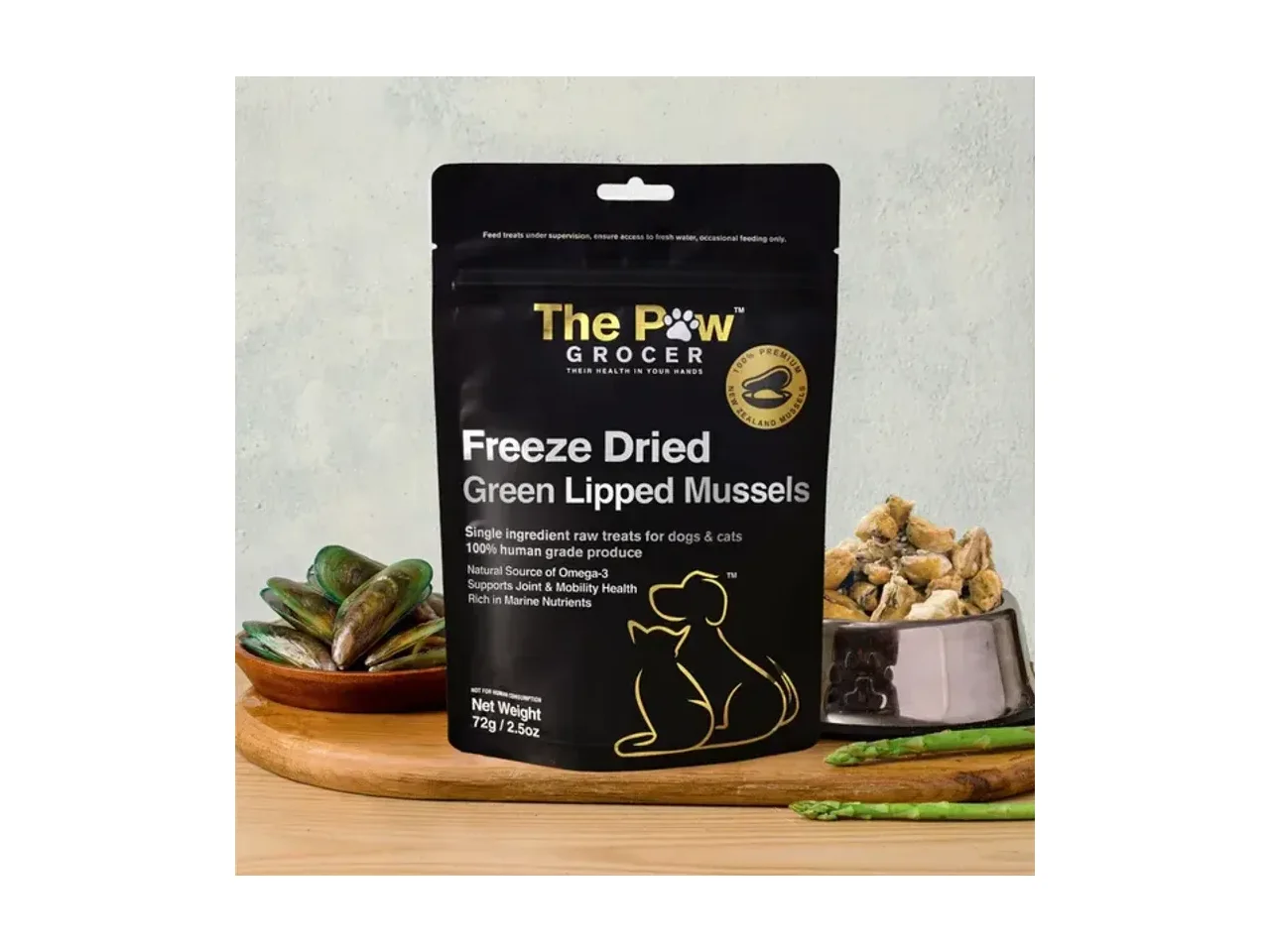 The Paw Grocer Premium New Zealand Green Lipped Mussels 72g pack