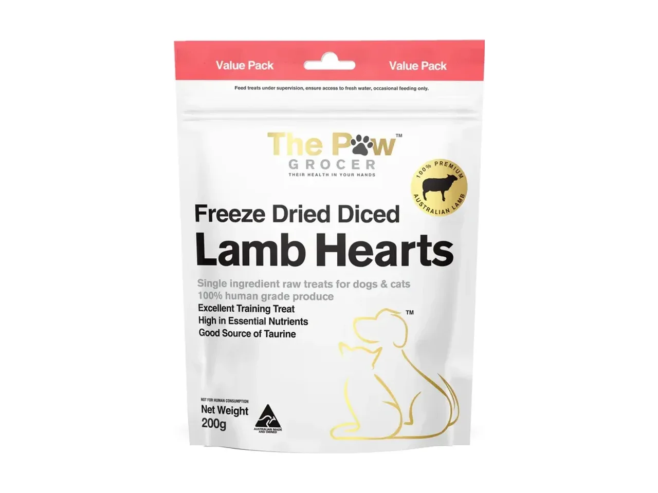 The Paw Grocer Value Pack Freeze Dried Diced Lamb Hearts pack