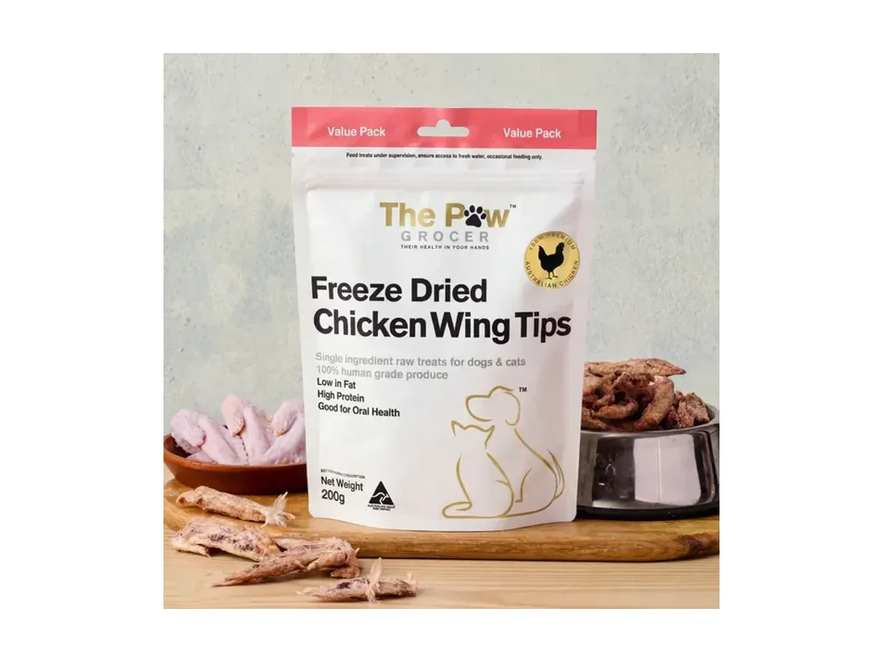 The Paw Grocer Value Packs Freeze Dried Chicken Wing Tips pack