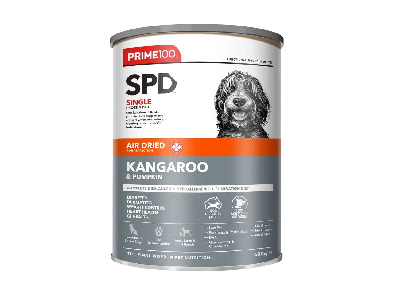 Prime100 SPD Air Dried Kangaroo & Pumpkin Dog Food 600g pack