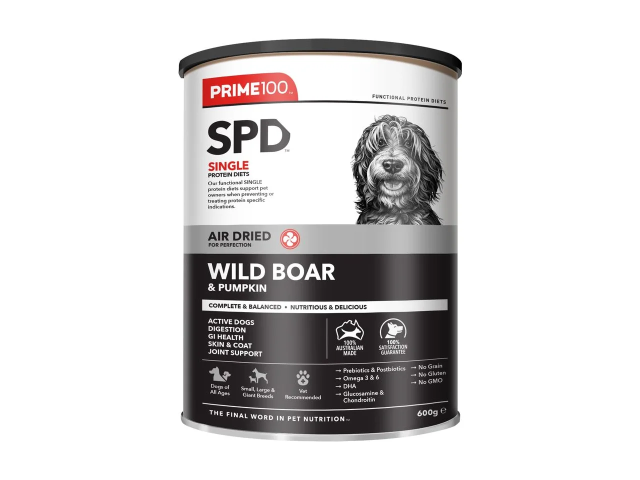 Prime100 SPD Air Dried Wild Boar & Pumpkin Dog Food 600g pack
