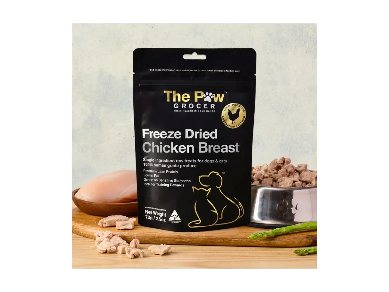 The Paw Grocer Black Label Freeze-Dried Chicken Breast 100g pack