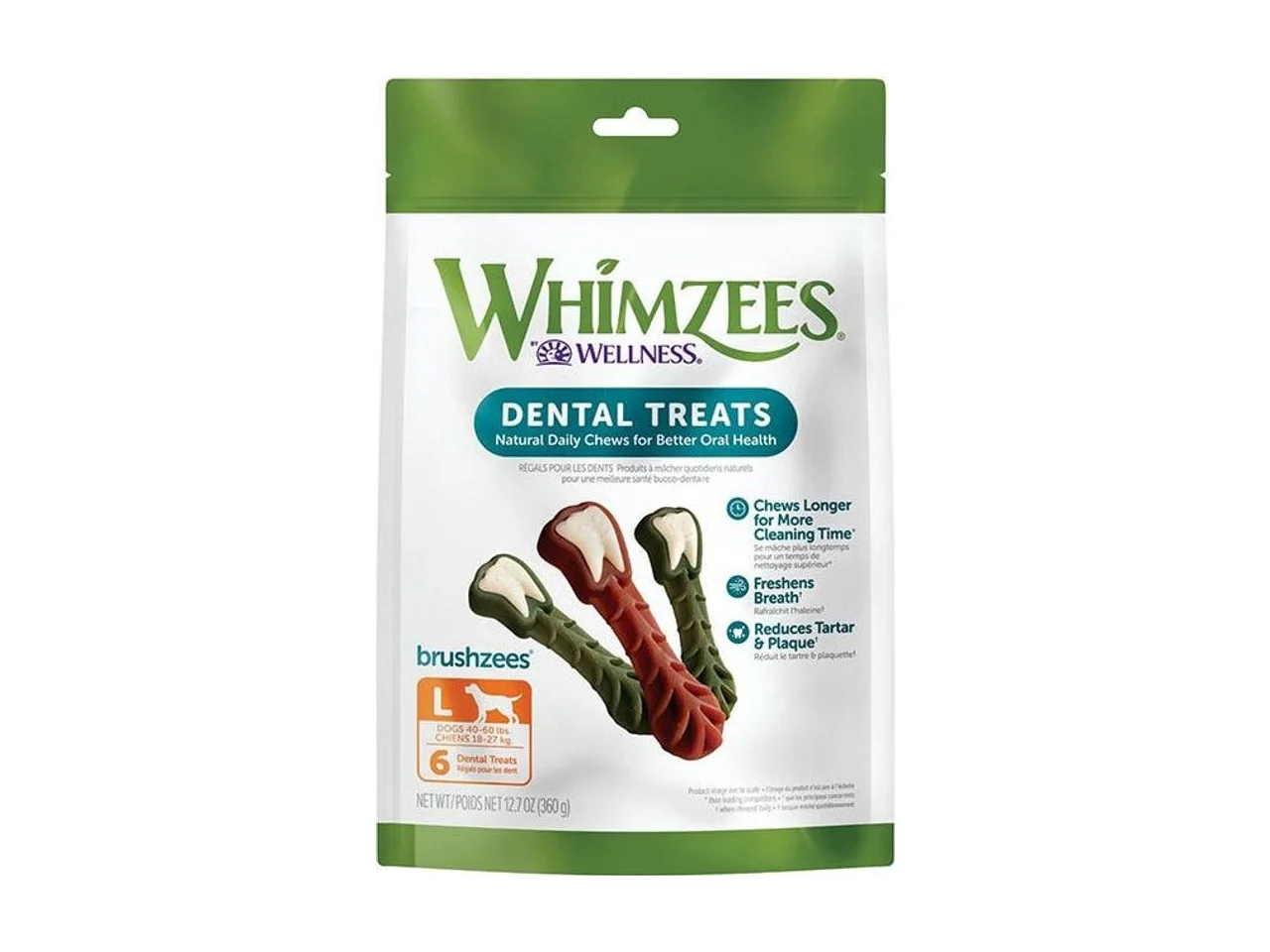 Whimzees Brushzees Dog Treat Value Bag Large 6 Pack
