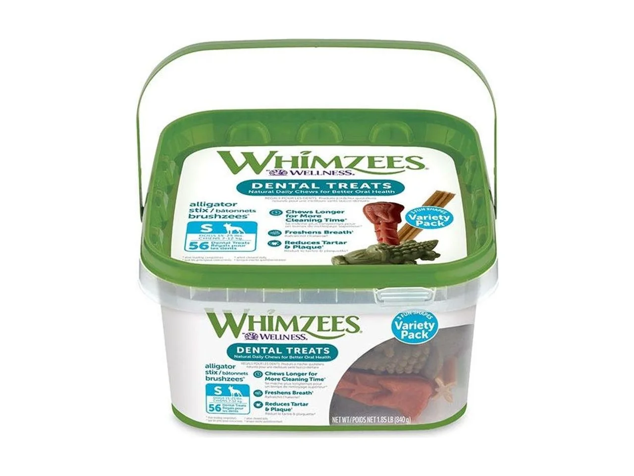 Whimzees Brushzees Dog Treat Variety Value Box Small 56 Pack