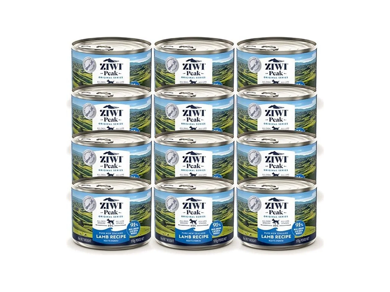 ZIWI Peak Original Canned Wet Lamb Recipe Dog Food 12 x 170g pack